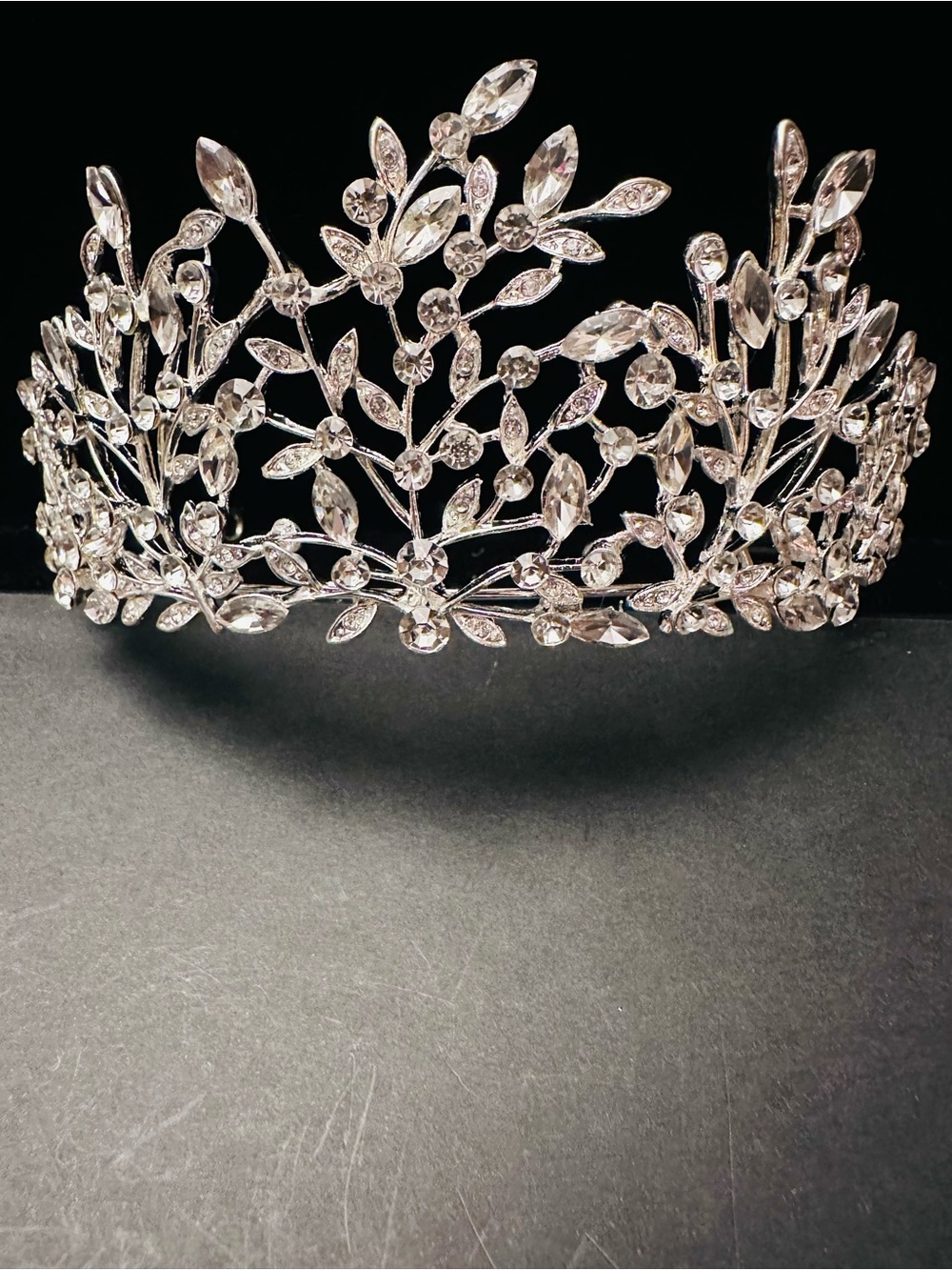 1980s Silver and Rhinestone Heavy Tiara/Crown/Headware